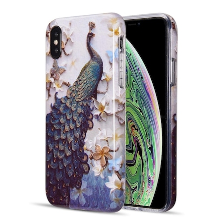 Dream Wireless CSIPXSM-ATS-PCD The Artistry Collection Full Coverage IMD Marble TPU Case With Glitter For IPhone XS Max - Peacock Divine